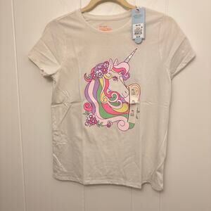 Cat & Jack Girls Size XL 14 Short Sleeve Shirt Top T-Shirt Unicorns School NWT